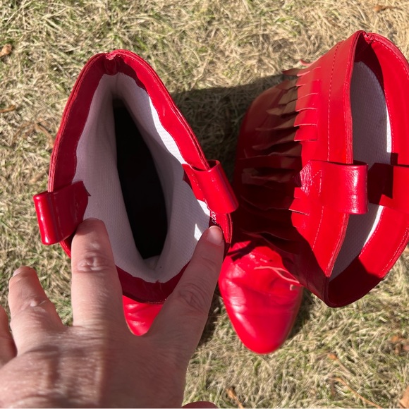 Cherry Red Vintage Fringe Cowboy Boots - Picture 9 of 14